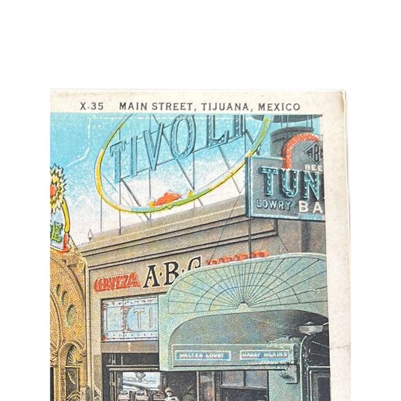 Atq Early 1900s postcard Ephemera Main St Tijuana Mexico Model T Fords Litho See - Picture 3 of 5